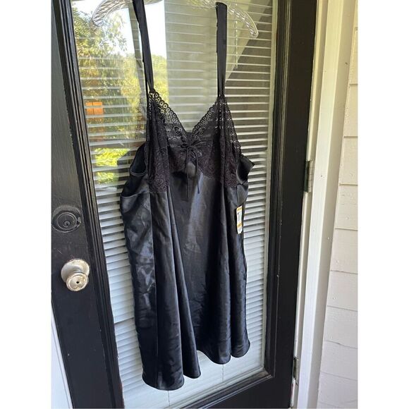 NWT Vintage Y2K Morgan Taylor Intimates Slip Chemise Lingerie Black 3X - Picture 13 of 13